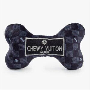 1 LEFT!! CHEWY VUITTON BLACK CHECKERED BONE DOG TOY